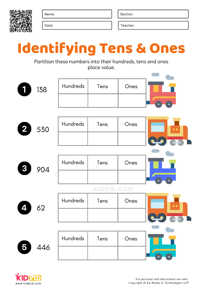 Tens And Ones Worksheet Ones And Tens Place Value Worksheet For Class
