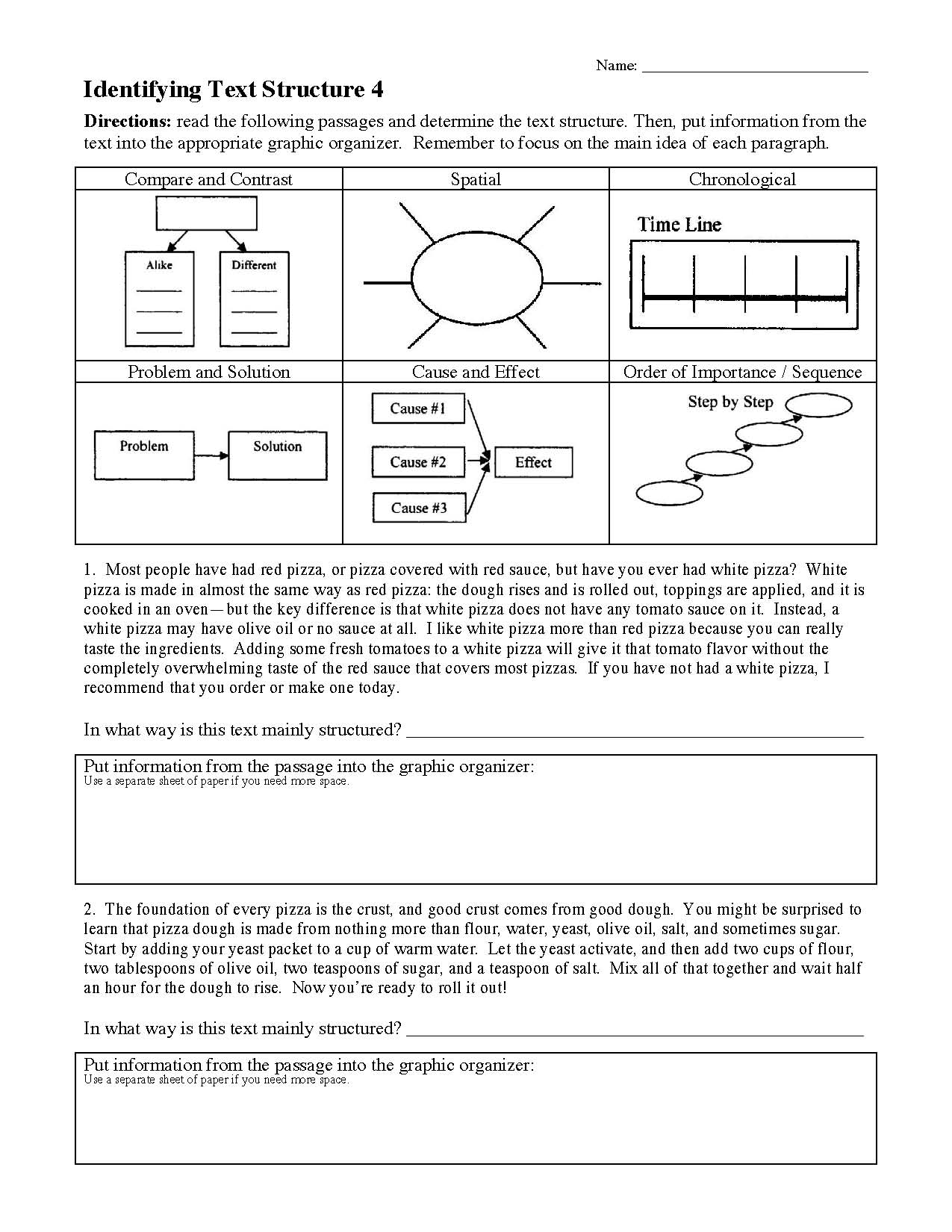Text Structure Worksheet 4 Reading Activity Text Structure Worksheet 4 Reading Activity
