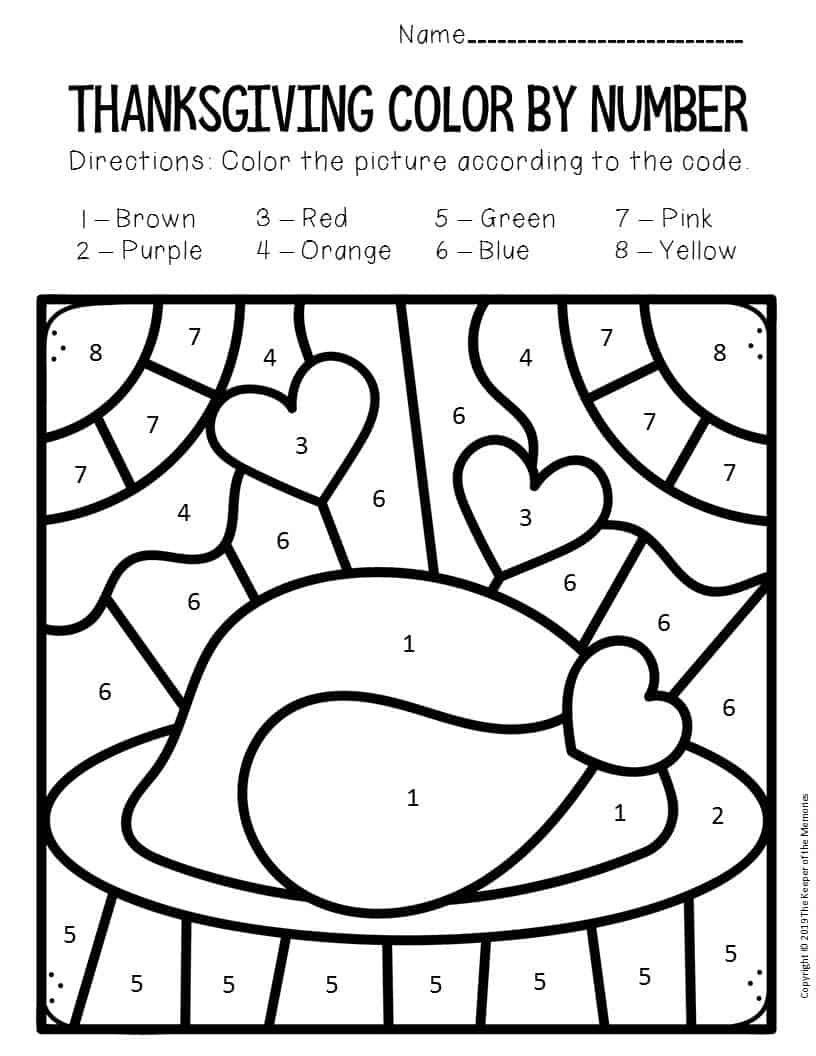 Thanksgiving Color By Number Printables Thanksgiving Color By Number Printables