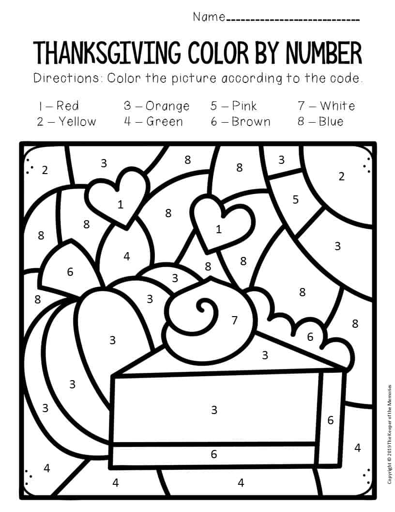 Thanksgiving Color By Number Printables Thanksgiving Color By Number Printables