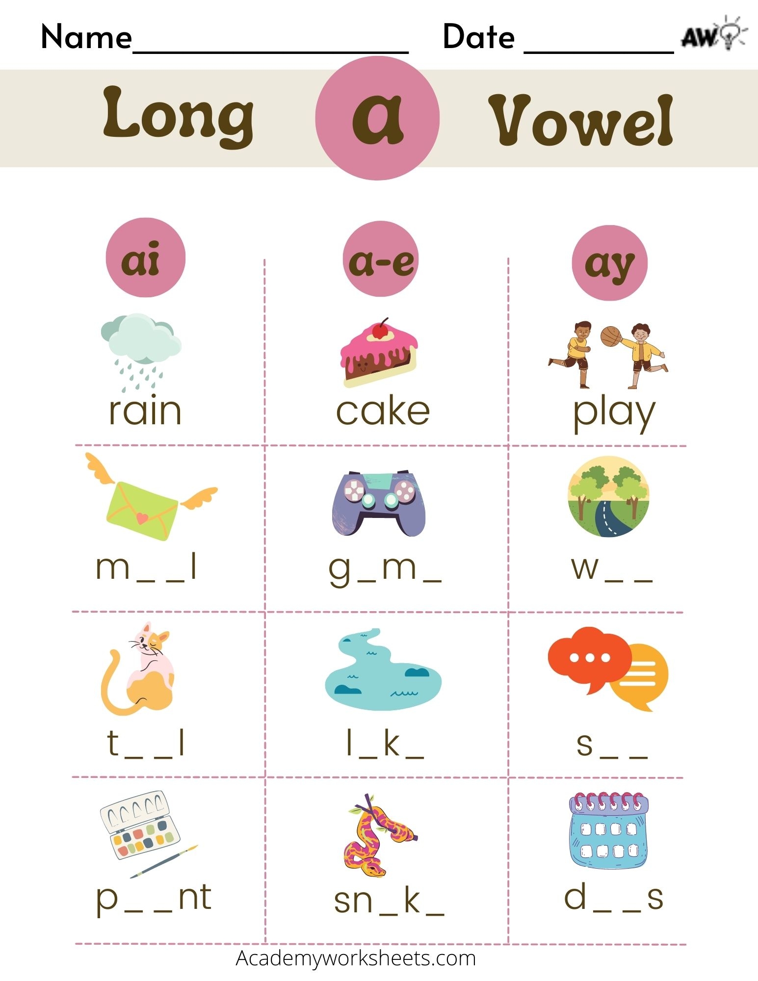 The Most Helpful Long A Sound Words Worksheets Academy Worksheets