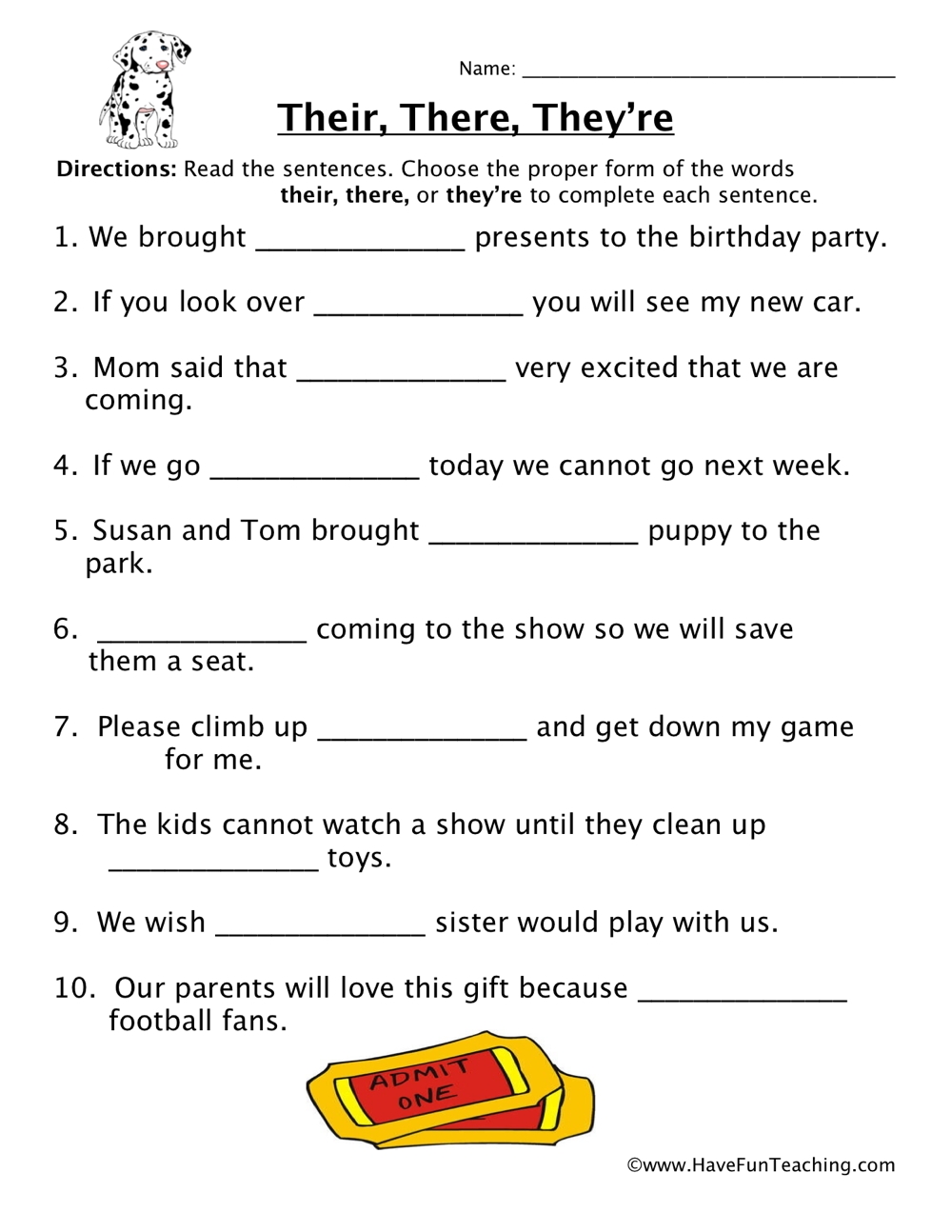 they they're their worksheet