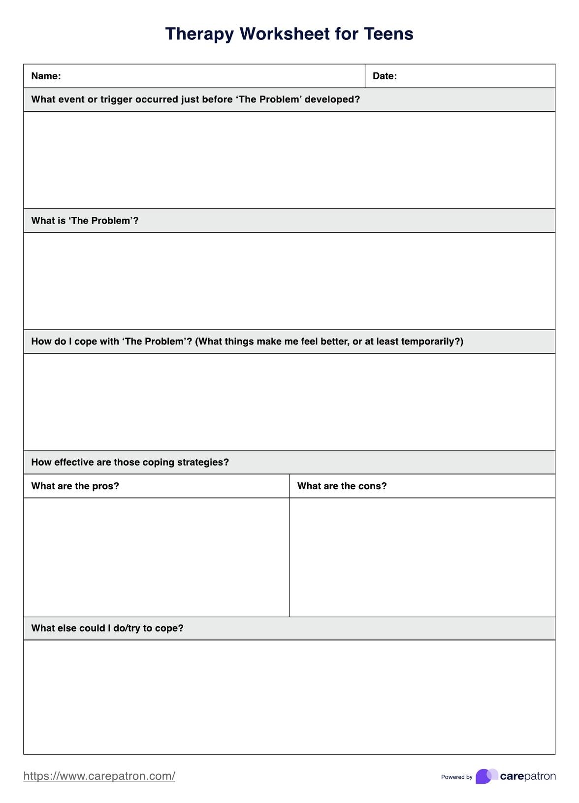 transitioning to new therapist adolescent worksheet