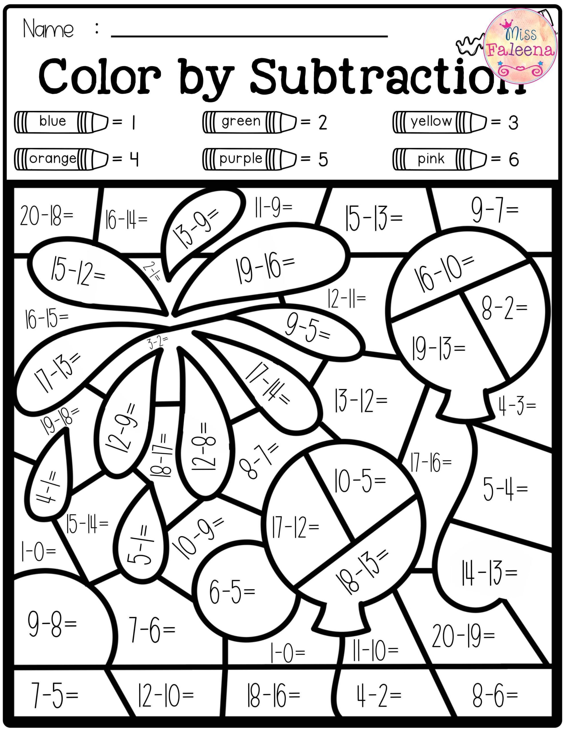There Are 4 Pages Of Color By Math Worksheets In This Product These