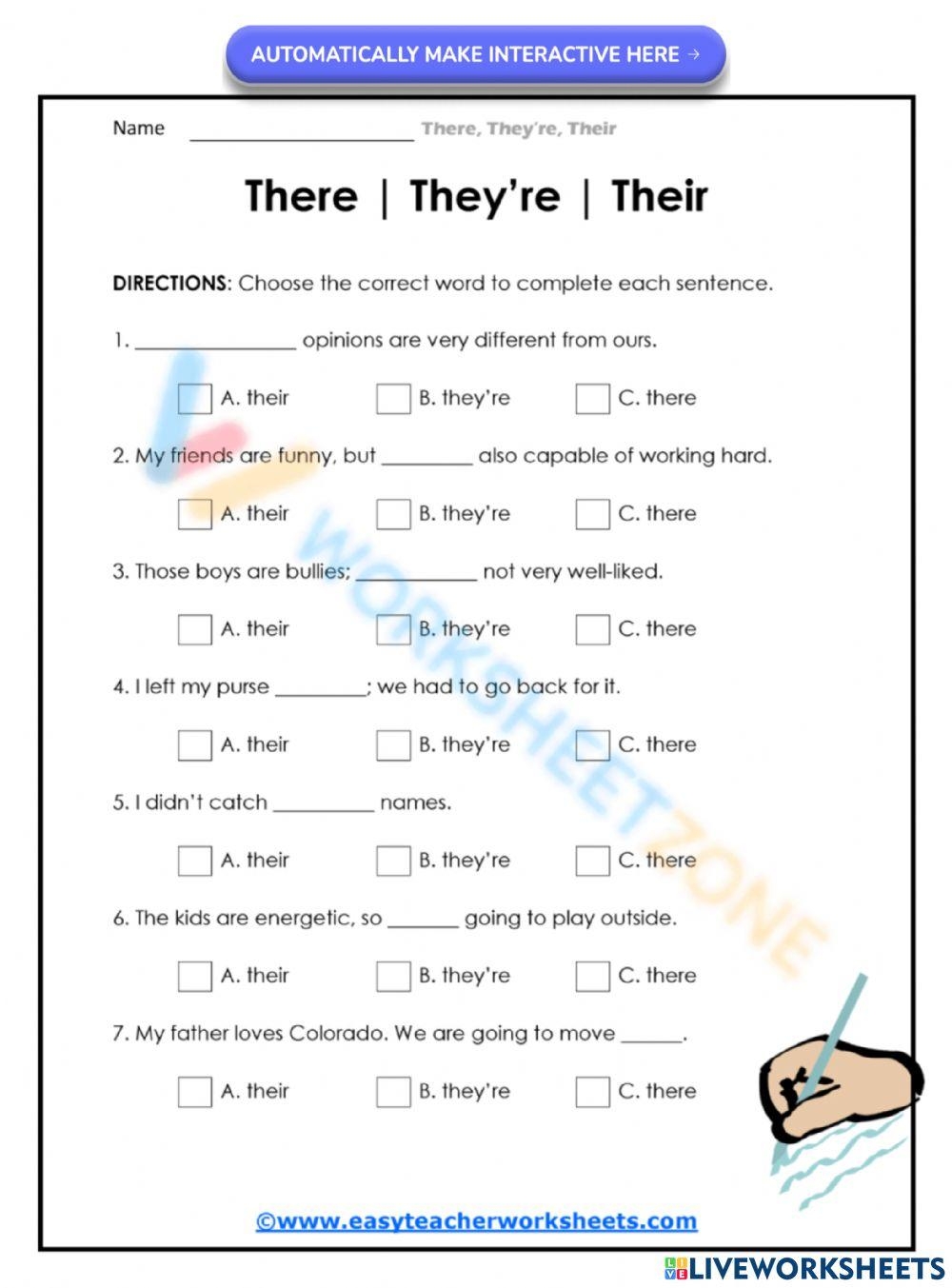 They Their They 39 re Worksheet Practice Exercises For Mastering Pronouns They Their They 39 re Worksheet Practice Exercises For Mastering Pronouns