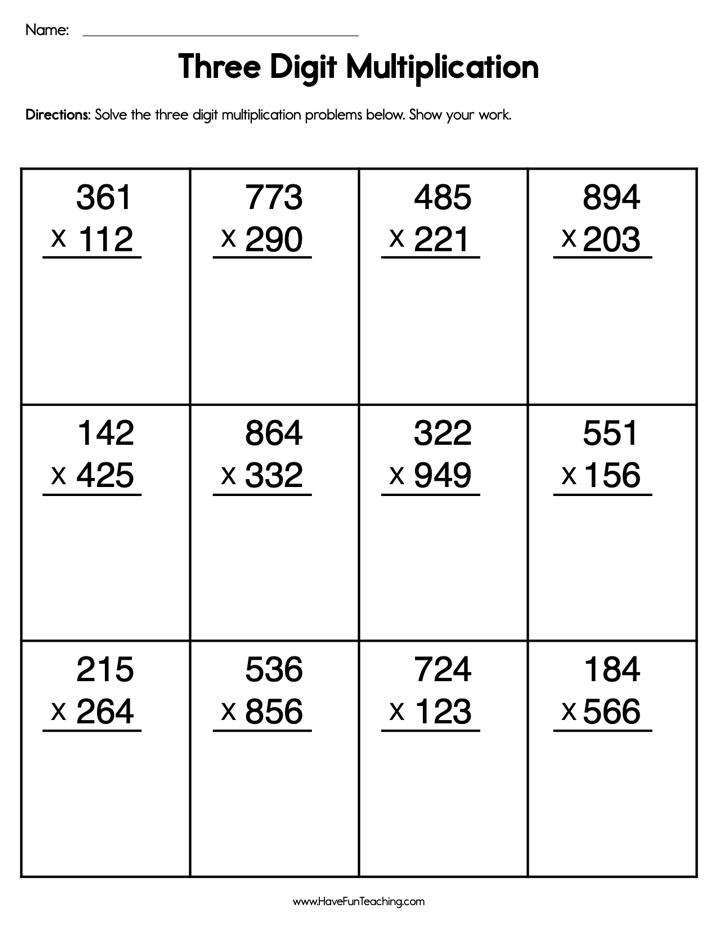 Three Digit Multiplication Worksheet Have Fun Teaching Three Digit Multiplication Worksheet Have Fun Teaching
