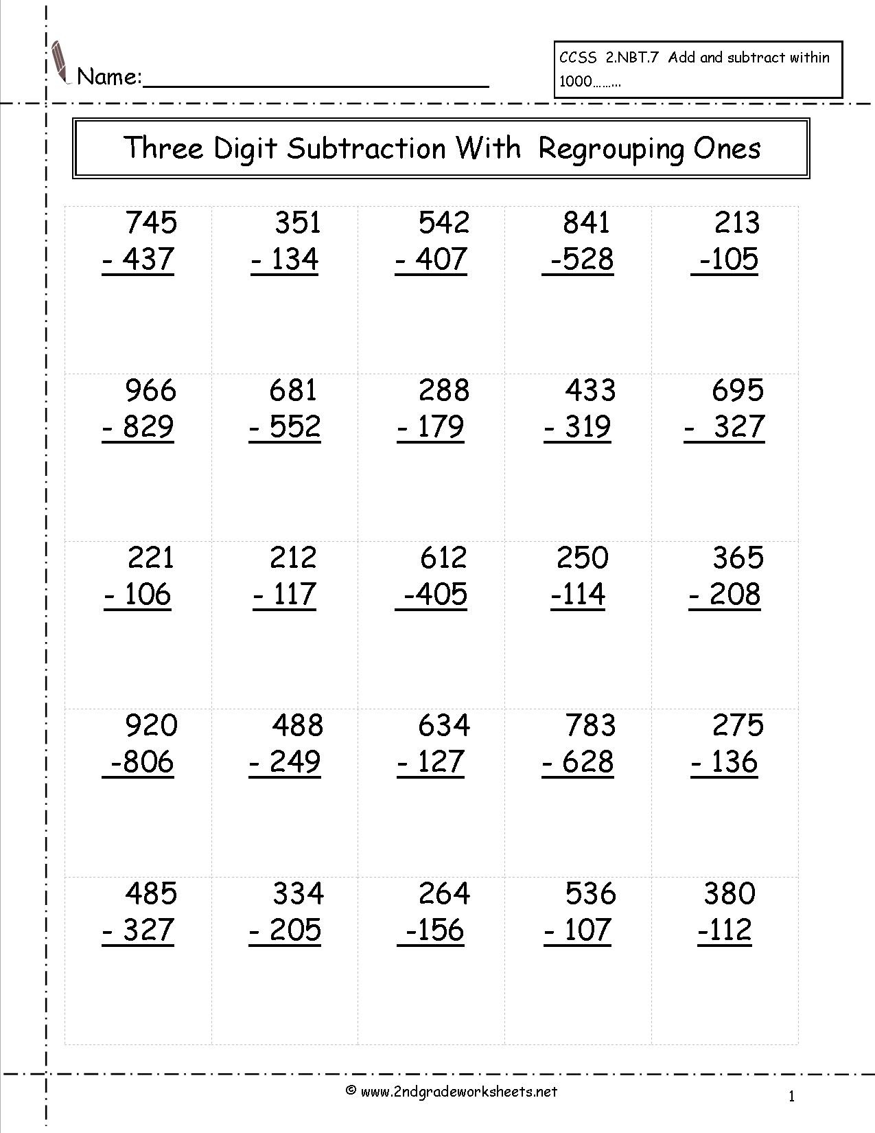 Three Digit Subtraction Worksheets With Regrouping Best Worksheet Three Digit Subtraction Worksheets With Regrouping Best Worksheet