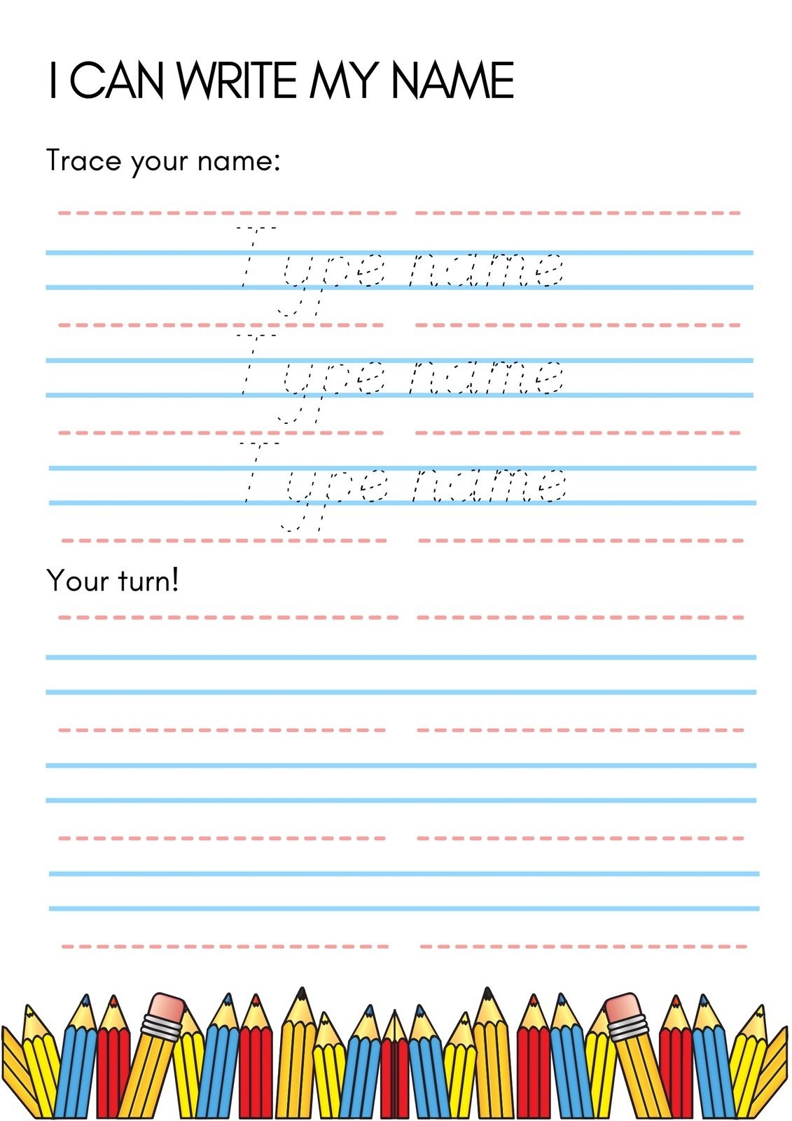 Trace My Name Worksheets