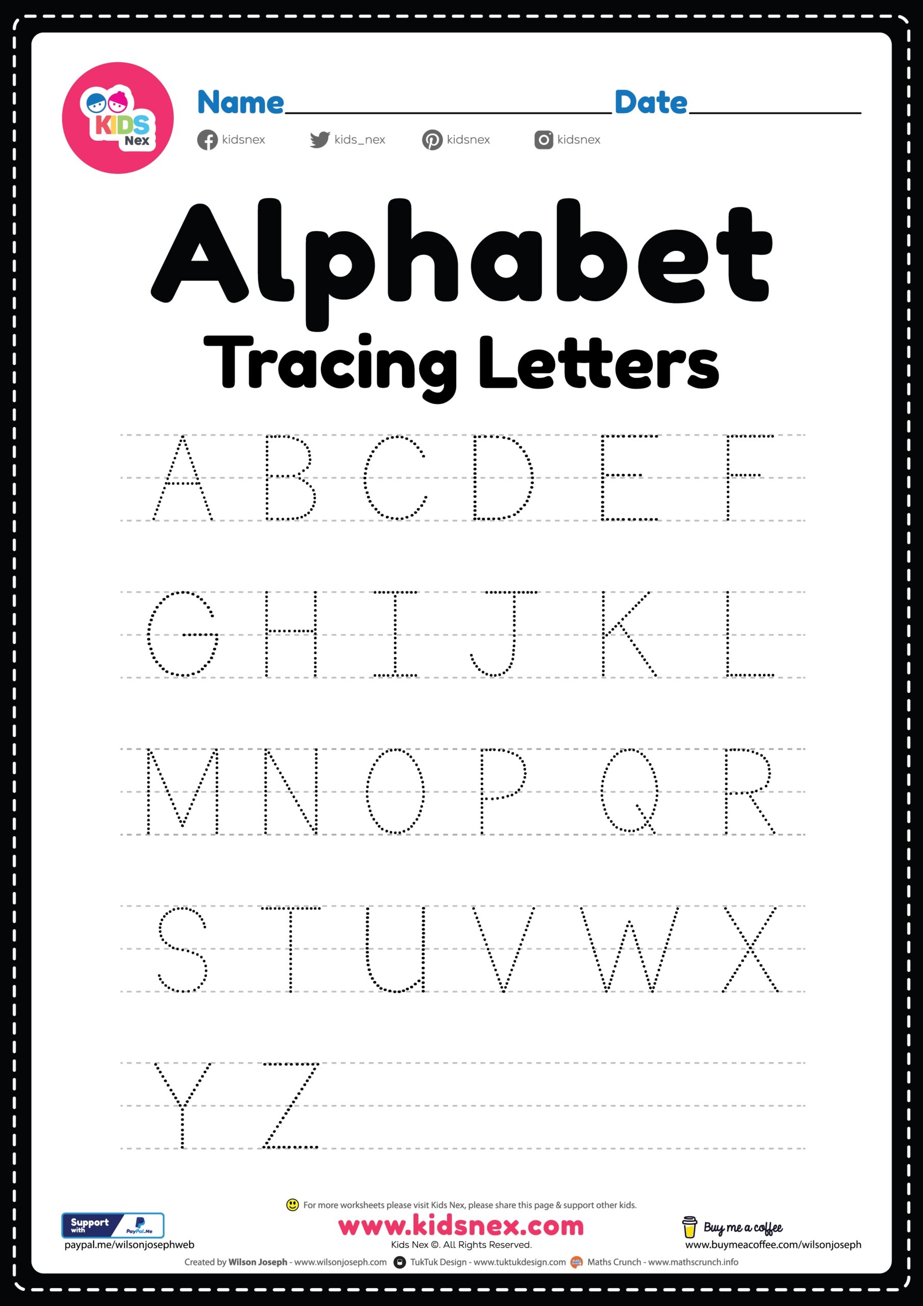 Tracing Alphabet Worksheet Free Printable PDF For Kids Tracing Alphabet Worksheet Free Printable PDF For Kids