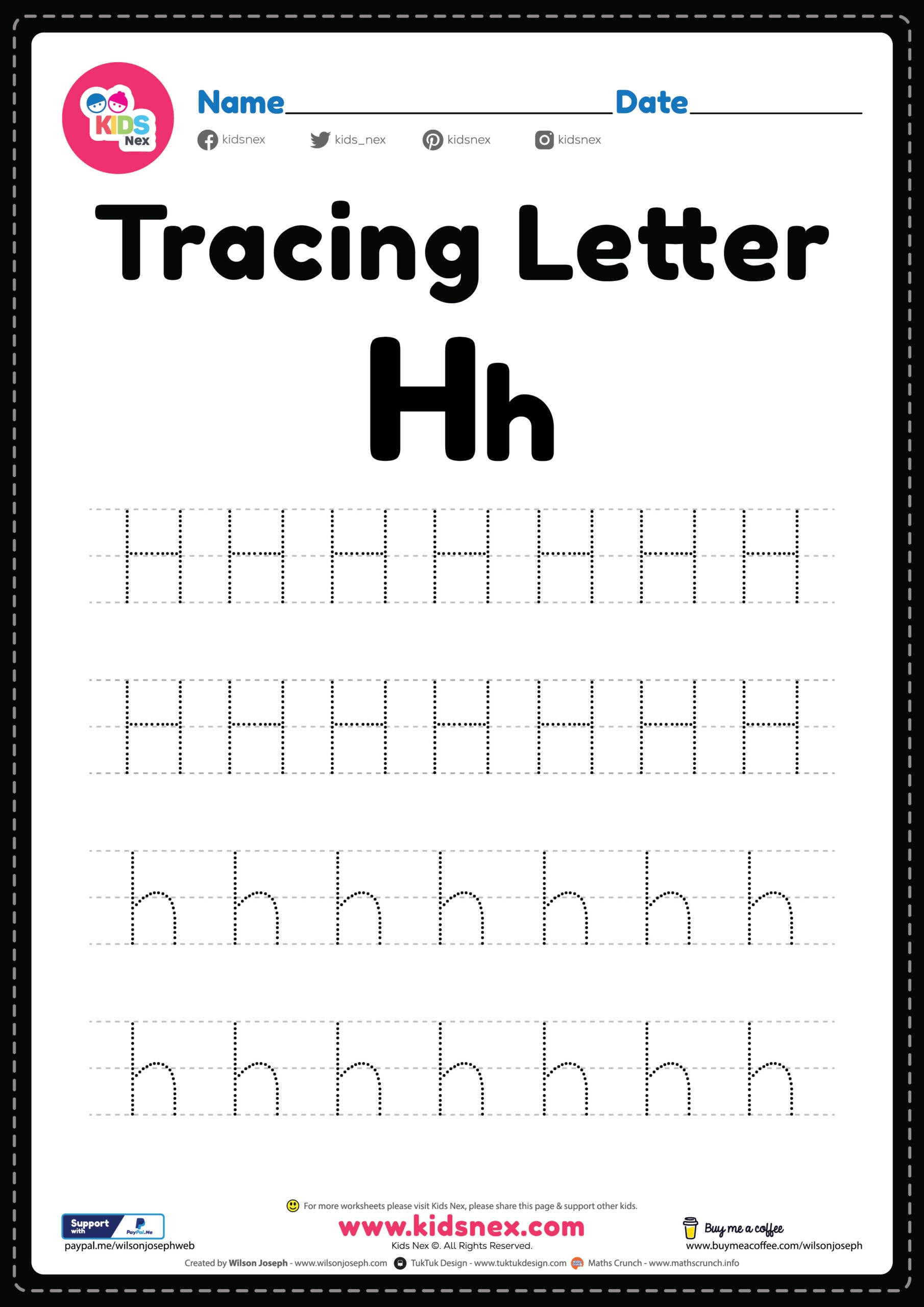 Tracing Letter H Alphabet Worksheet Free Printable PDF Tracing Letter H Alphabet Worksheet Free Printable PDF
