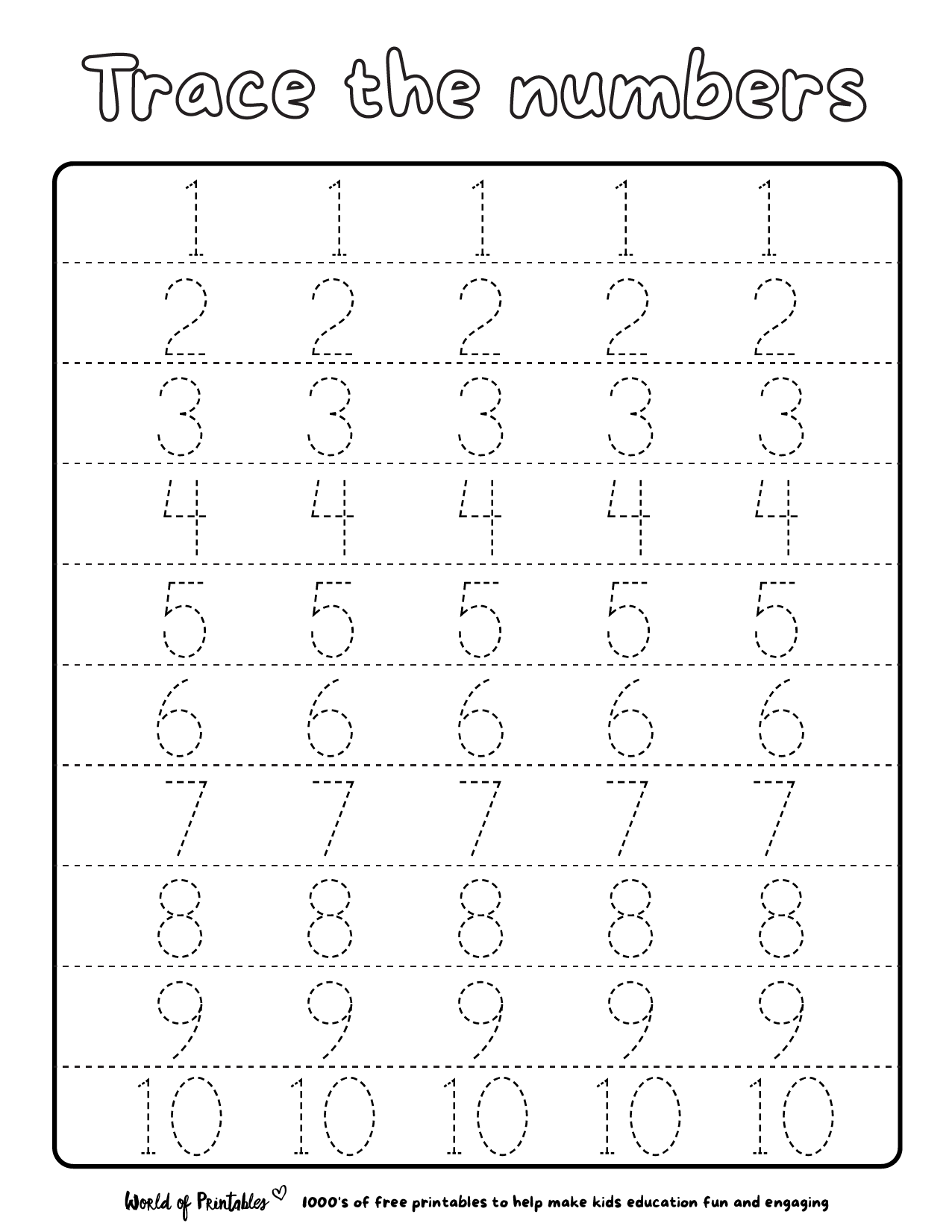 Tracing Numbers 1 10 Worksheets printable Stencil Numbers 1 10 Tracing Numbers 1 10 Worksheets printable Stencil Numbers 1 10
