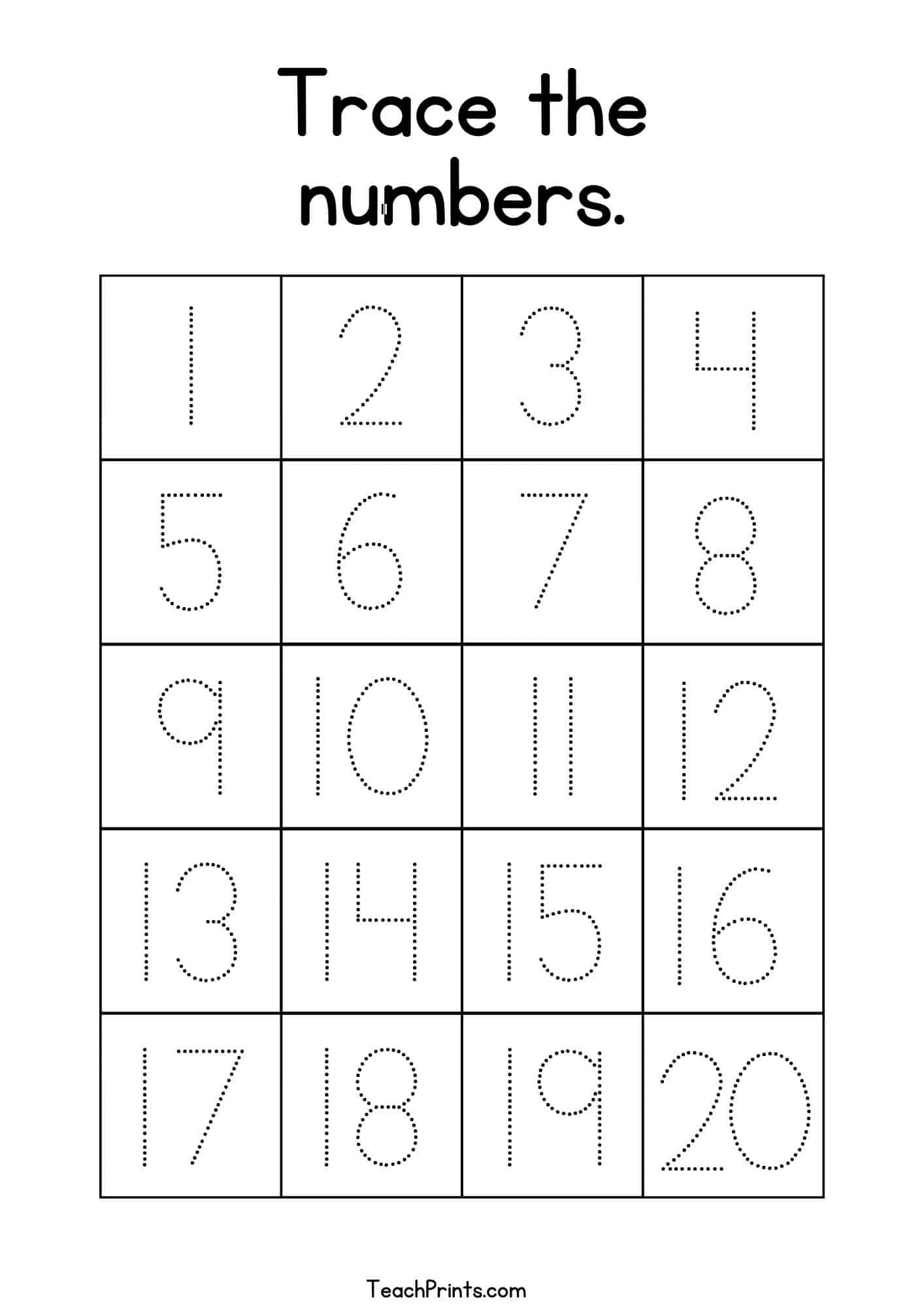 Tracing Numbers 1 20 Worksheets Free Printable Pdfs Teach Prints Tracing Numbers 1 20 Worksheets Free Printable Pdfs Teach Prints