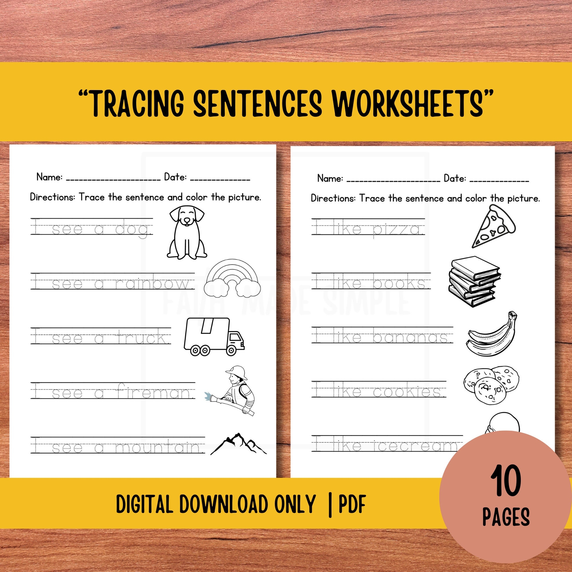 Tracing Sentences Worksheet