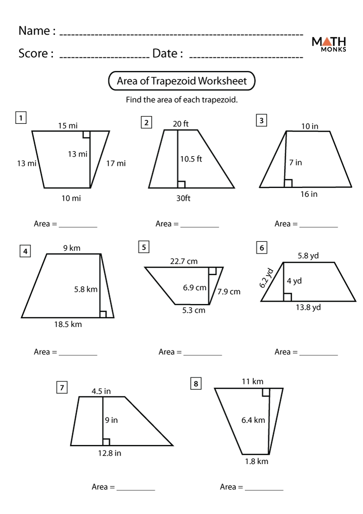 Trapezoid Worksheets Math Monks Trapezoid Worksheets Math Monks