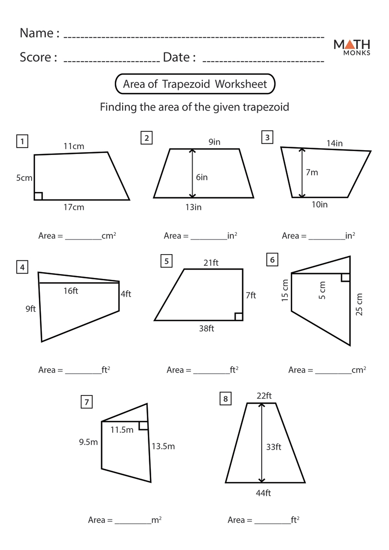 Trapezoid Worksheets Math Monks Trapezoid Worksheets Math Monks