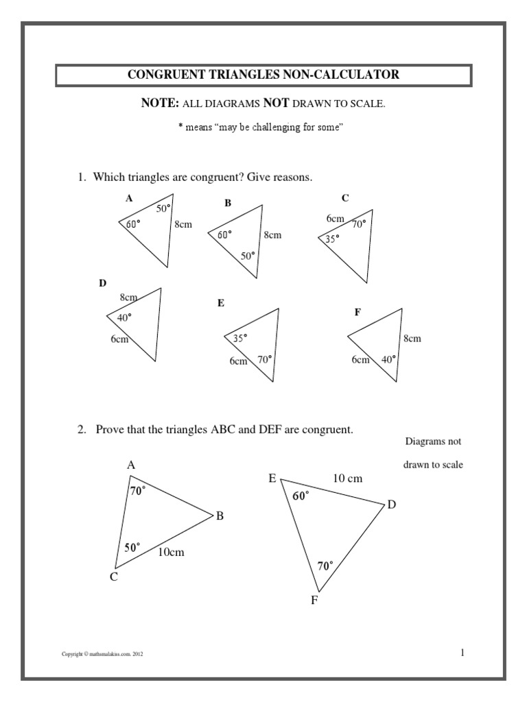 congruent triangles worksheet
