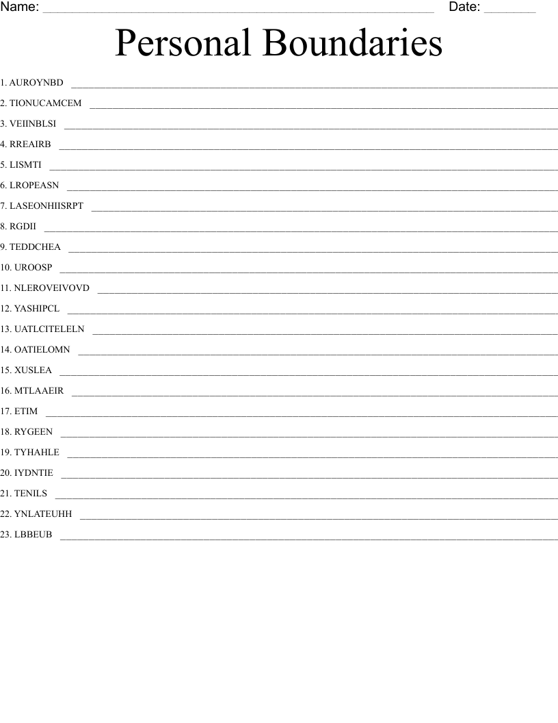 personal boundaries worksheet personal boundaries worksheet