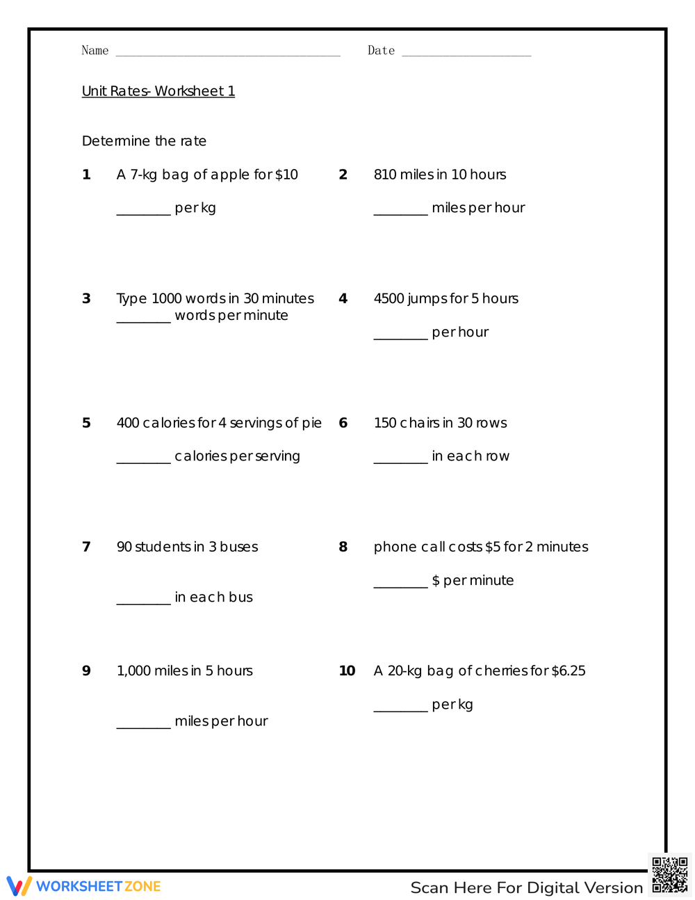 Unit Rate Worksheets Worksheets Library Unit Rate Worksheets Worksheets Library