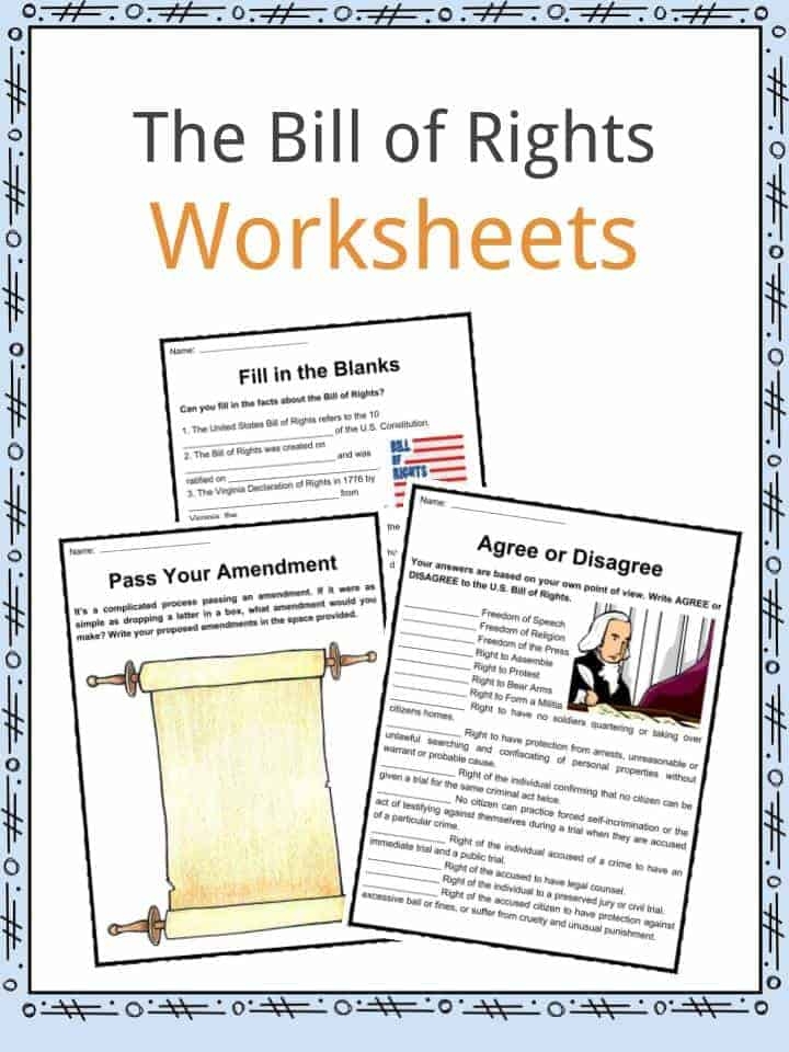 United States Bill Of Rights Facts Worksheets History Features