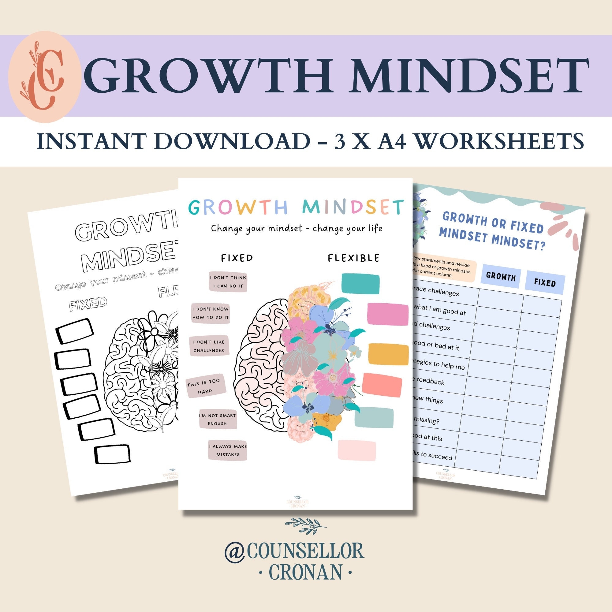 Unlock Potential Growth Mindset Worksheets For Personal Development