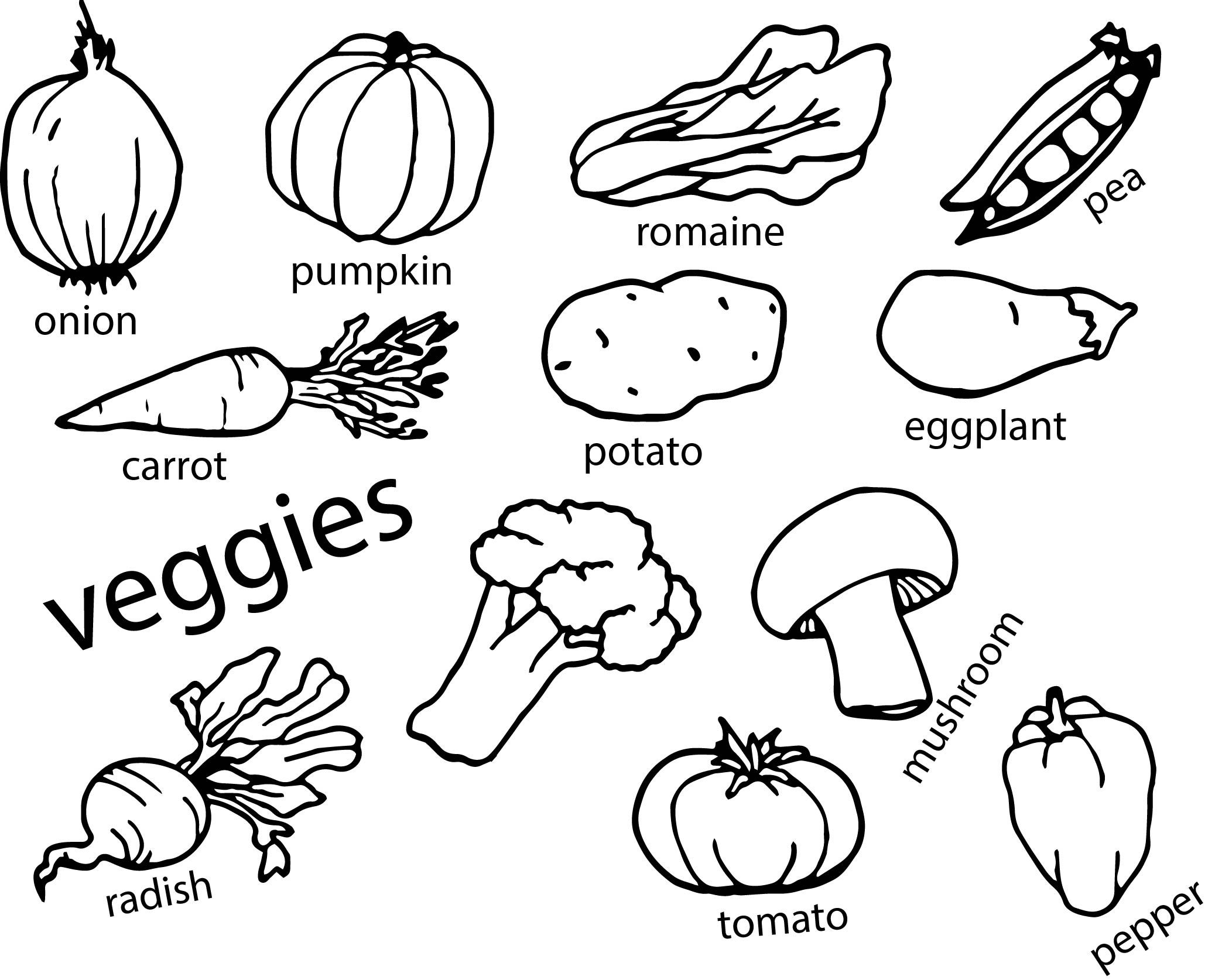 Vegetables Printable Coloring Pages
