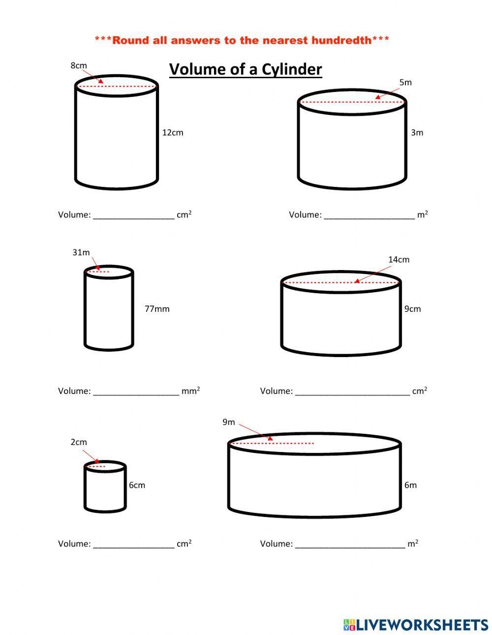 Volume Of A Cylinder Worksheets Worksheets Library Volume Of A Cylinder Worksheets Worksheets Library