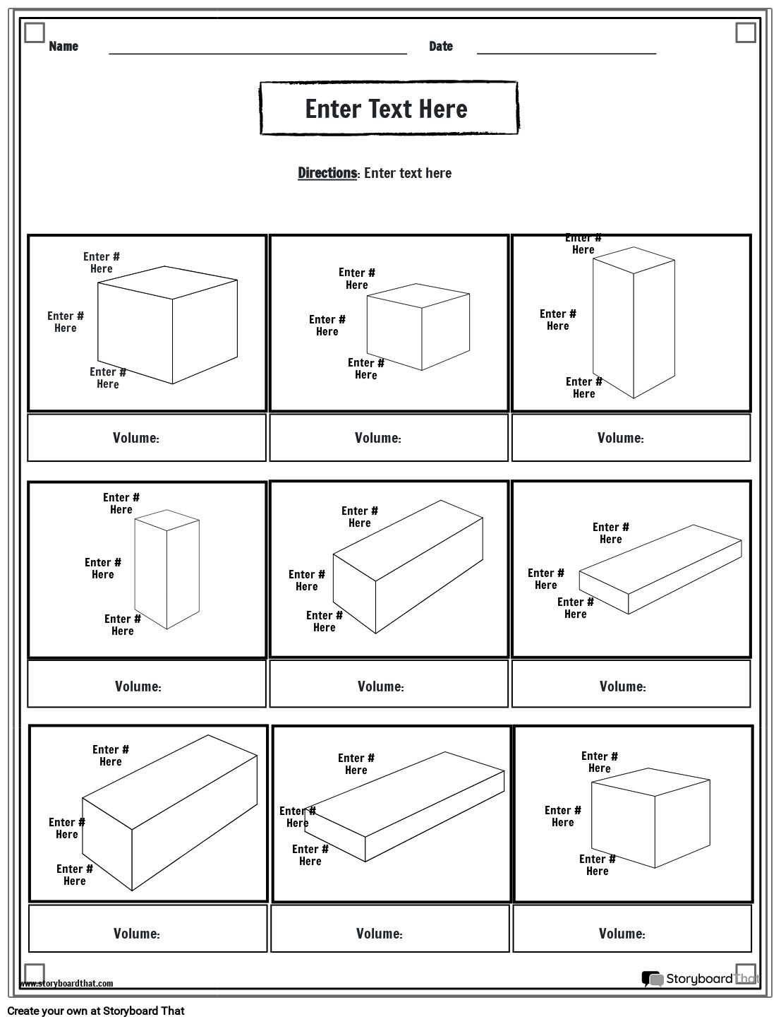 Volume Practice Sheets
