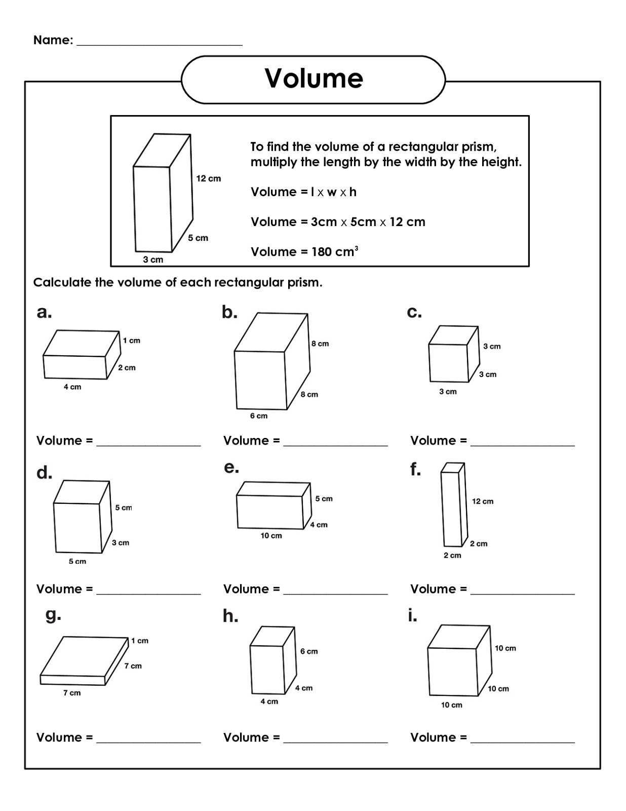 Volume Worksheets For 5th Grade Math