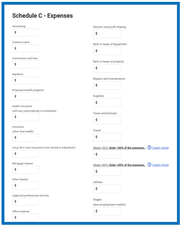 What Do The Expense Entries On The Schedule C Mean Support What Do The Expense Entries On The Schedule C Mean Support