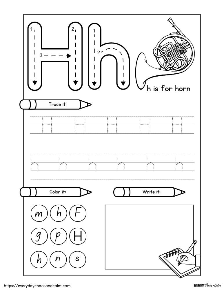 Worksheet For Letter H FREE Preschool Letter H Worksheets And