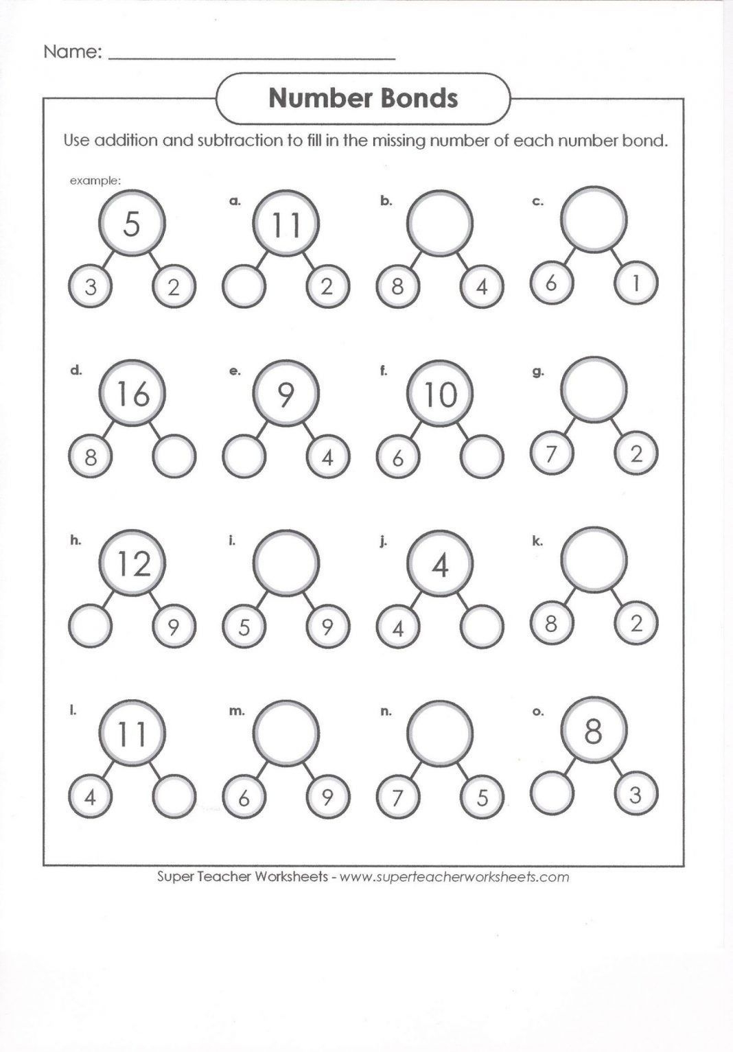 number bonds worksheet number bonds worksheet