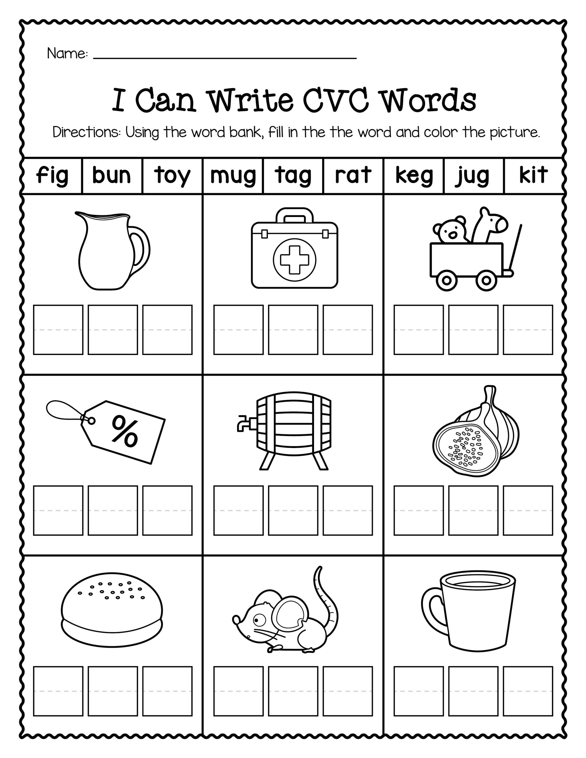 cvc practice worksheets