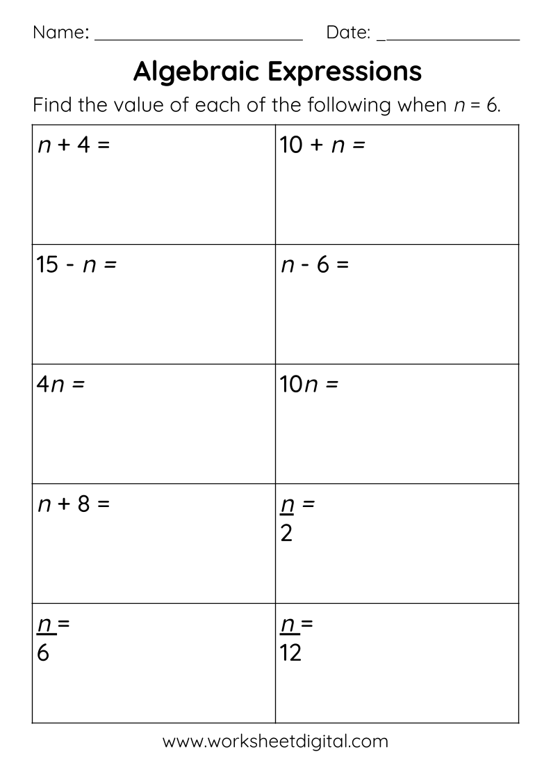 Worksheet On Algebra Algebraic Equations Mathematics Worksheets And Worksheet On Algebra Algebraic Equations Mathematics Worksheets And