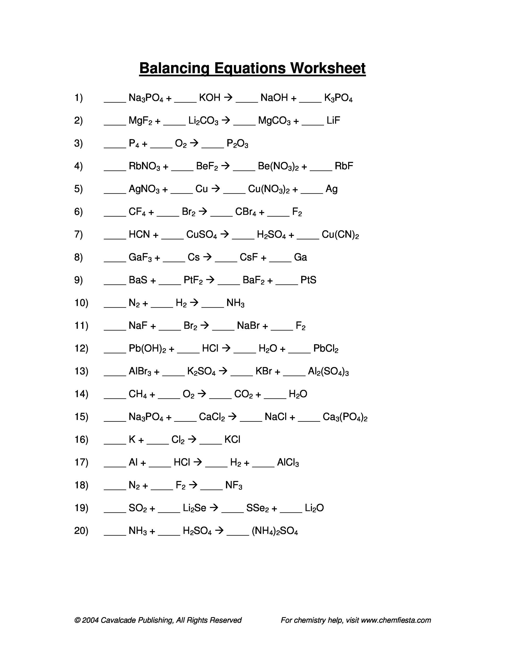 balancing equations worksheet chemistry balancing equations worksheet chemistry