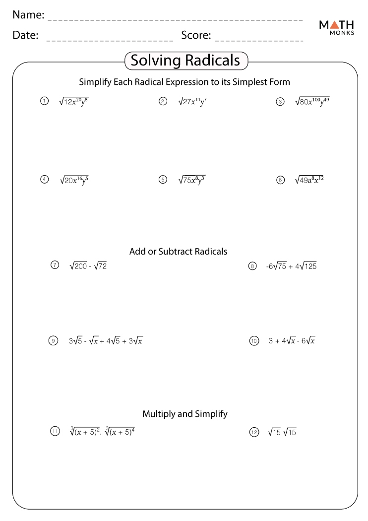 Worksheet Simplifying Radicals Simplifying Radicals Riddle And Maze