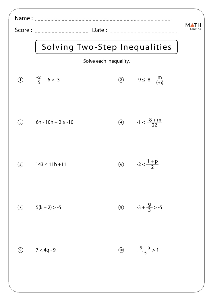 two step inequalities worksheet two step inequalities worksheet
