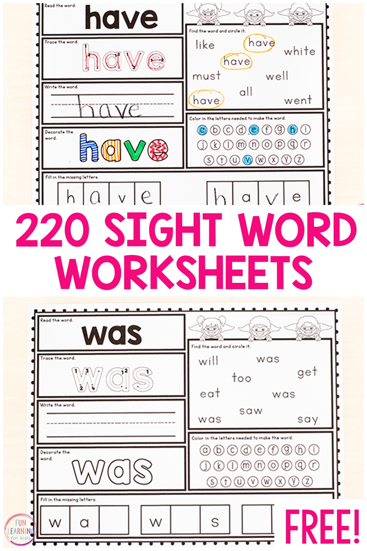 Writing Sight Word Worksheets Free Printable Sight Word Worksheets